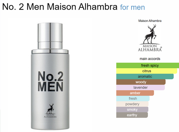 No.2 Men By Maison Alhambra Eau De Parfum 3.4oz/100ml – Red Bag