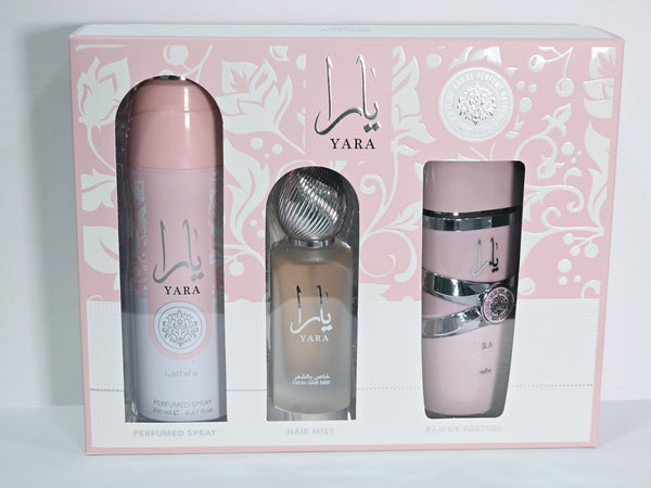 YARA PINK LATTAFA 3 Pcs GIFT Set With 3.4oz EDP Spray + Deodorant