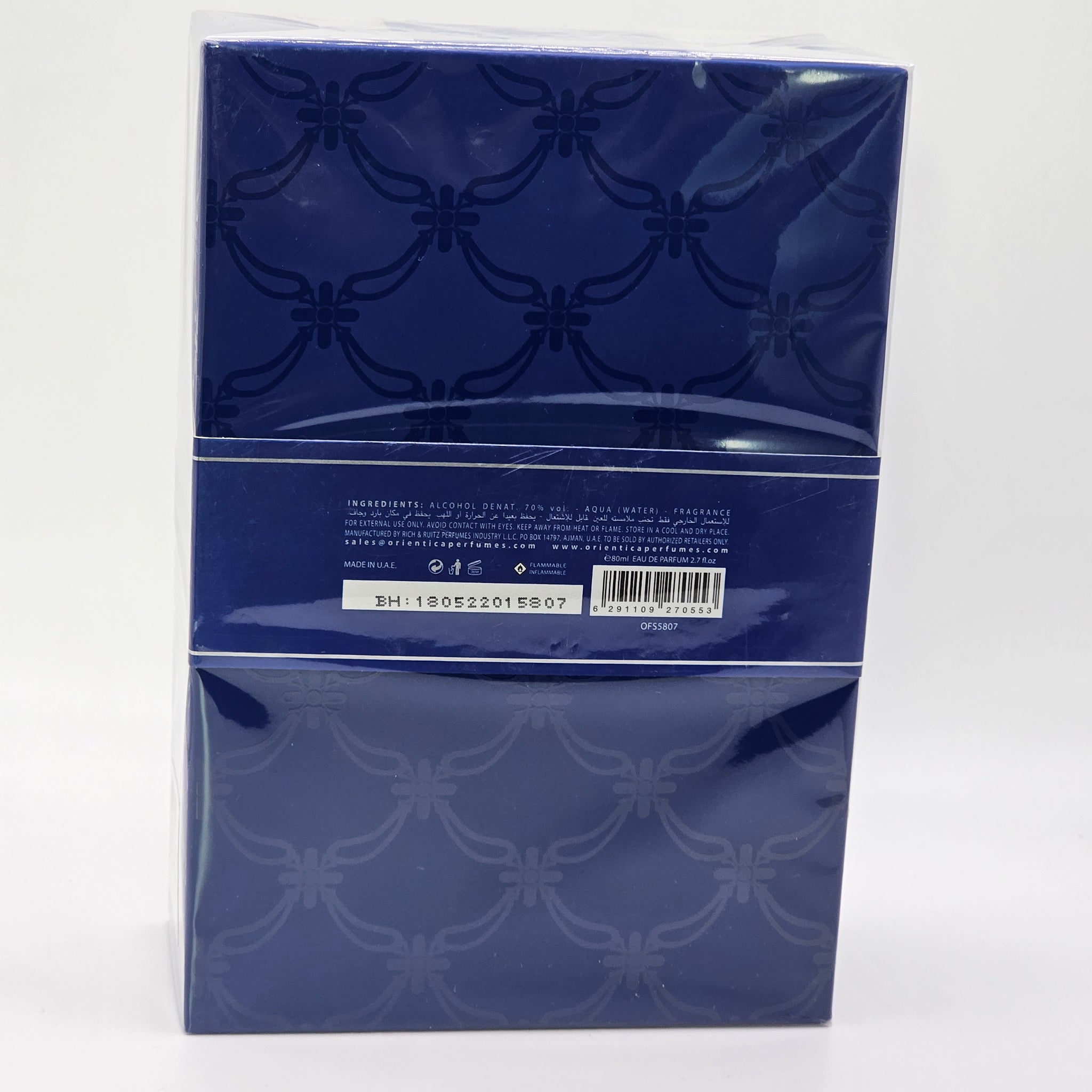 Orientica Royal Bleu Eau De Parfum Luxury Collection Spray 2.7 Oz Unisex