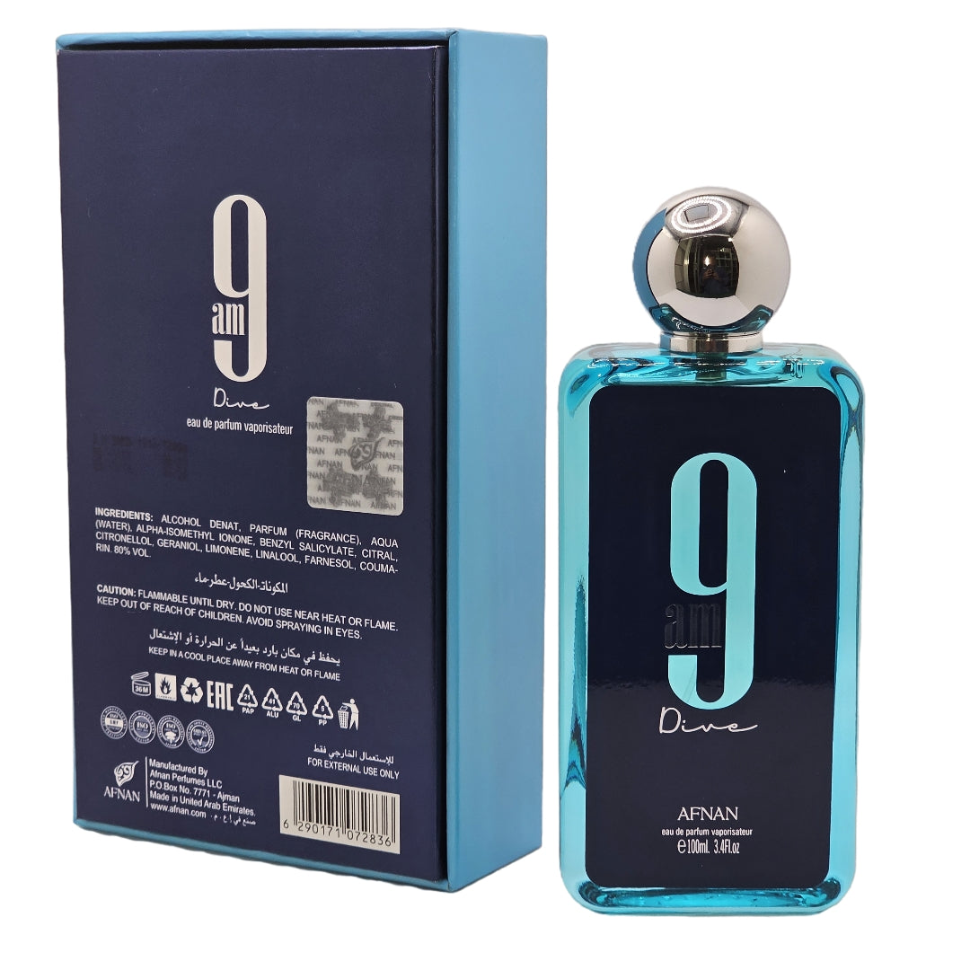 9 AM Dive by Afnan Perfumes - Unisex Eau de Parfum Spray 3.4 oz (100ml)