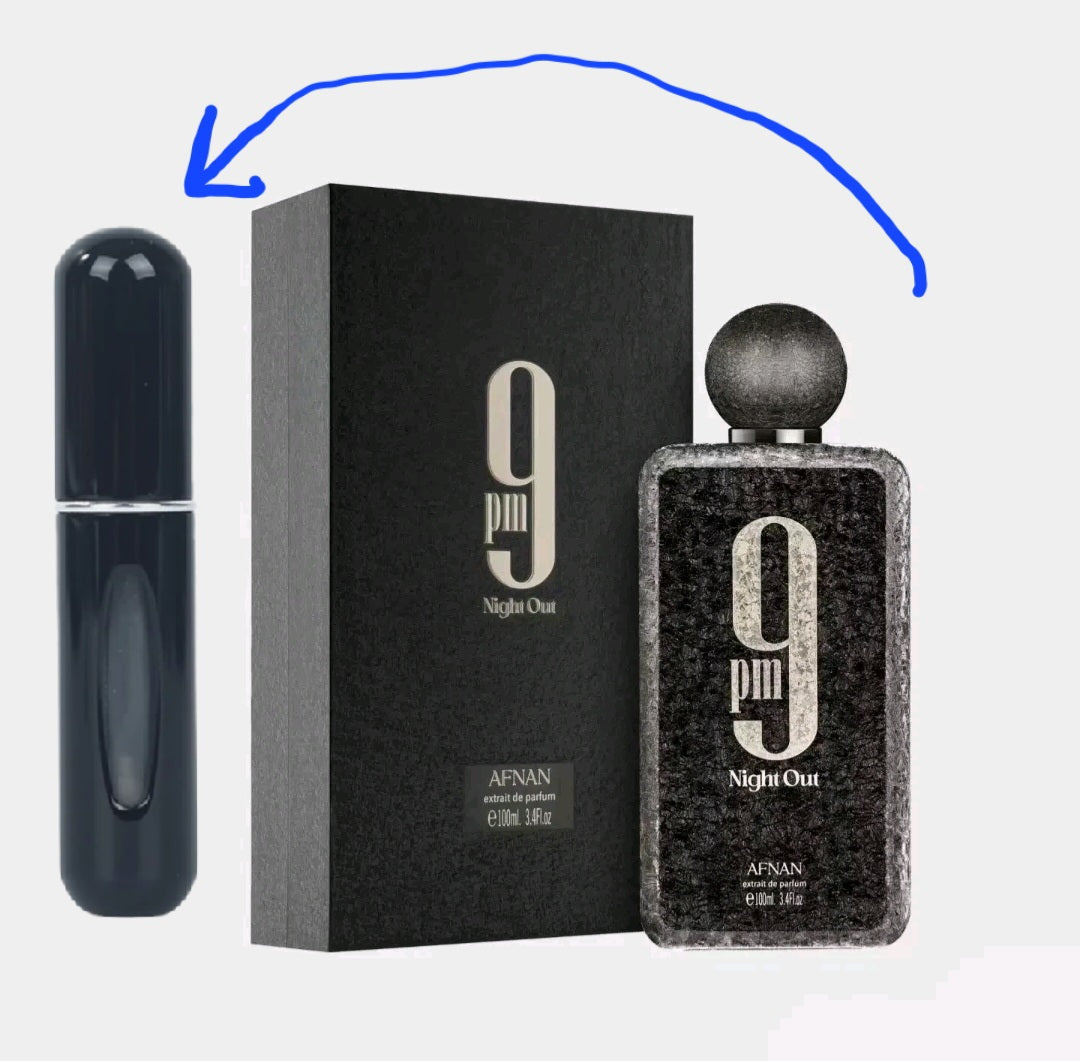 9 PM Night Out by Afnan Extrait De Parfum Unisex Travel Sample 5ml