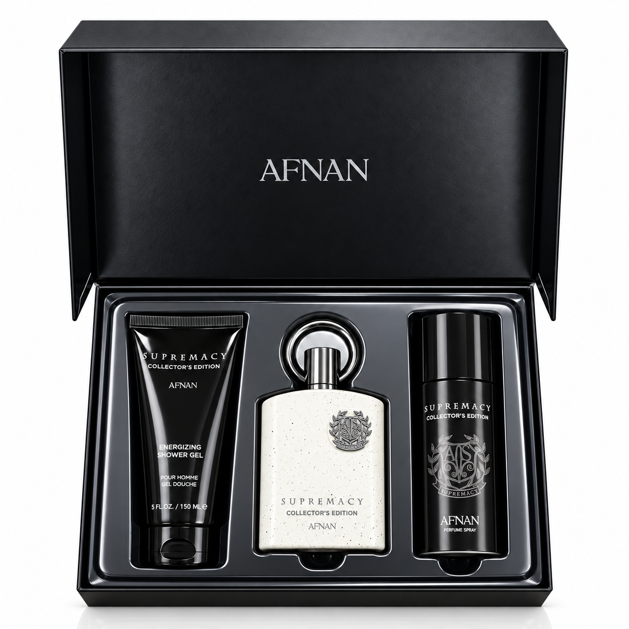 Elevate your fragrance routine with the Afnan Supremacy Collector's Edition Gift Set — a complete sensory experience crafted for the modern man who appreciates the extraordinary.