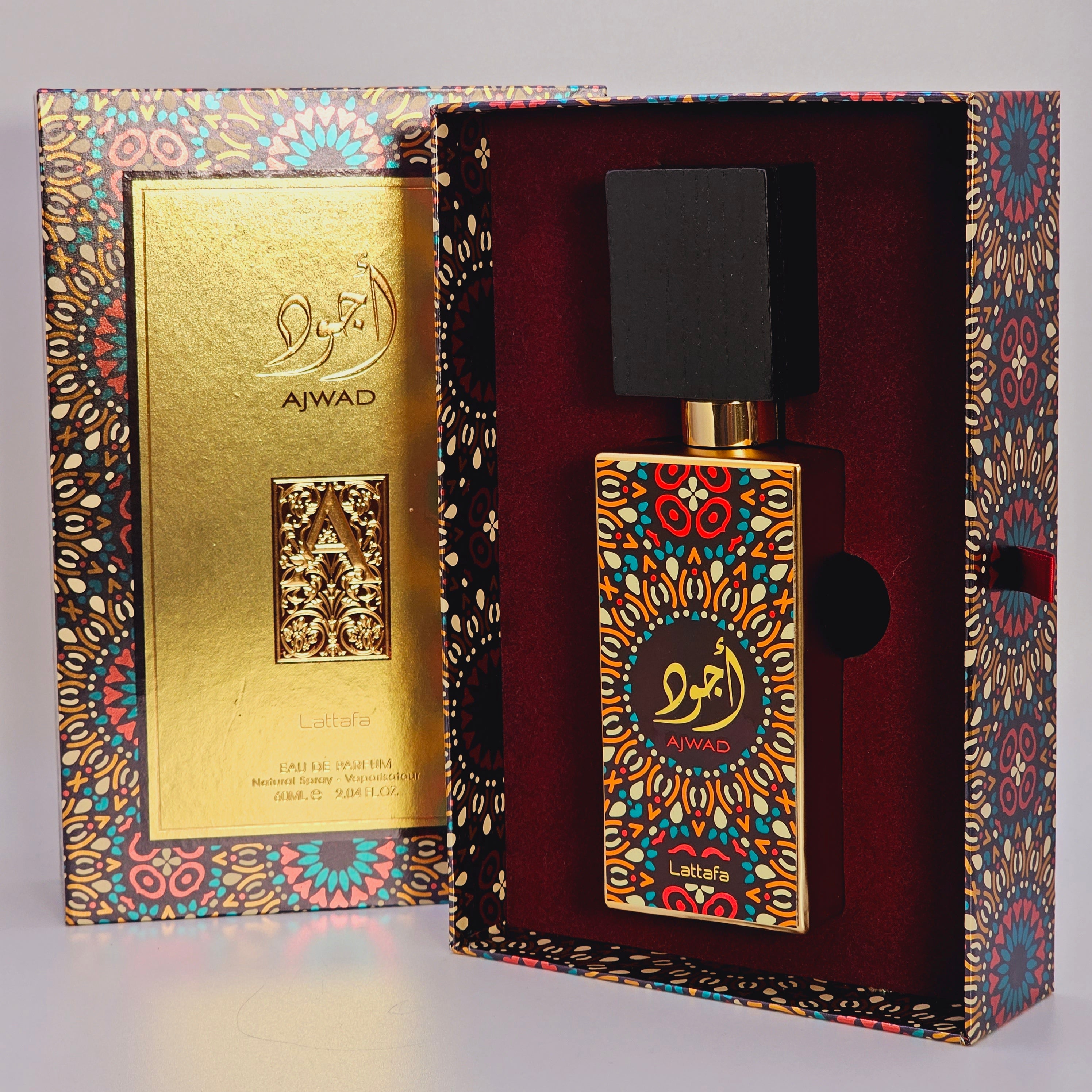 Ajwad Eau De Parfum By Lattafa Unisex 2.0 Oz Amber Rose Sandalwood Sweet Vanilla Caramelized Fruits