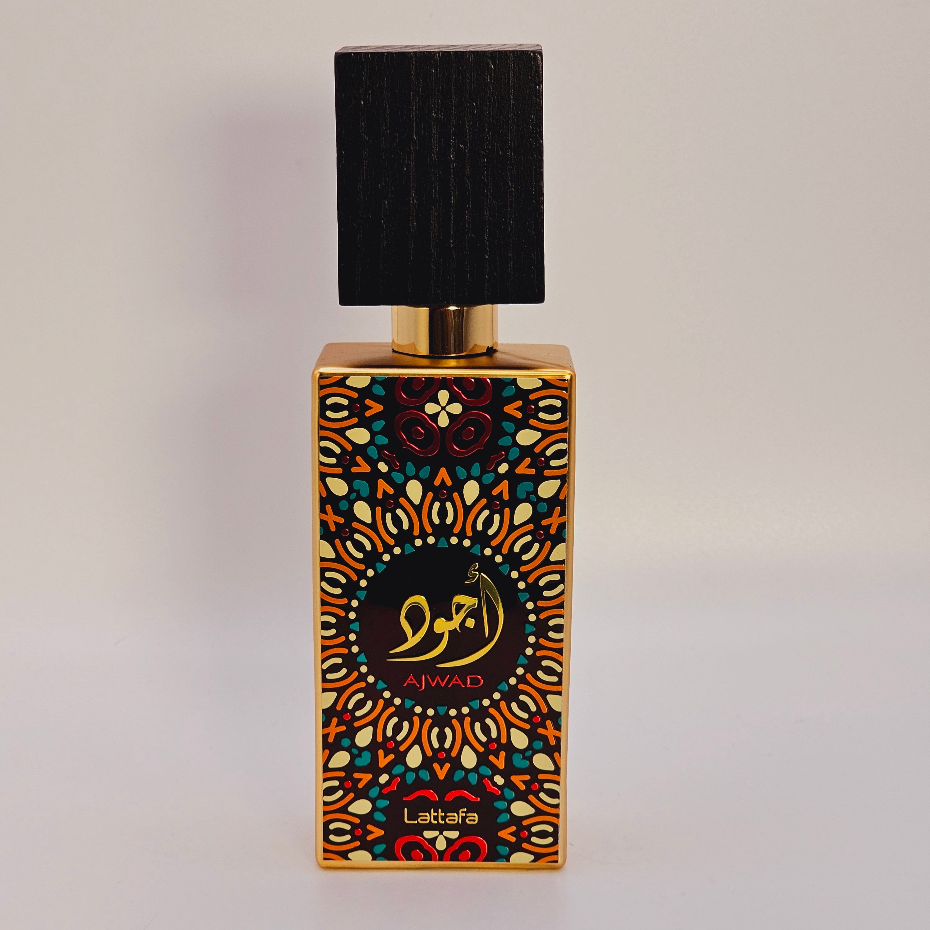 Ajwad Eau De Parfum By Lattafa Unisex 2.0 Oz Amber Rose Sandalwood Sweet Vanilla Caramelized Fruits