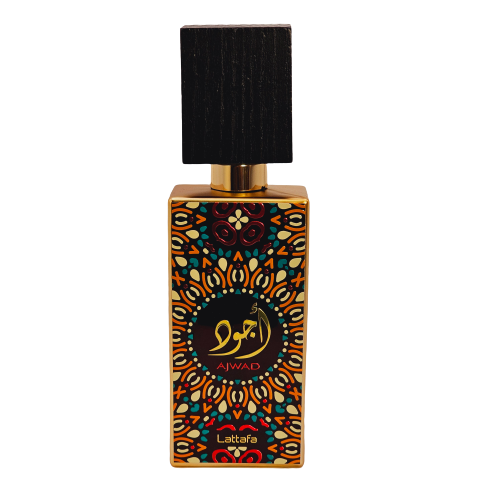Ajwad Eau De Parfum By Lattafa Unisex 2.0 Oz Amber Rose Sandalwood Sweet Vanilla Caramelized Fruits