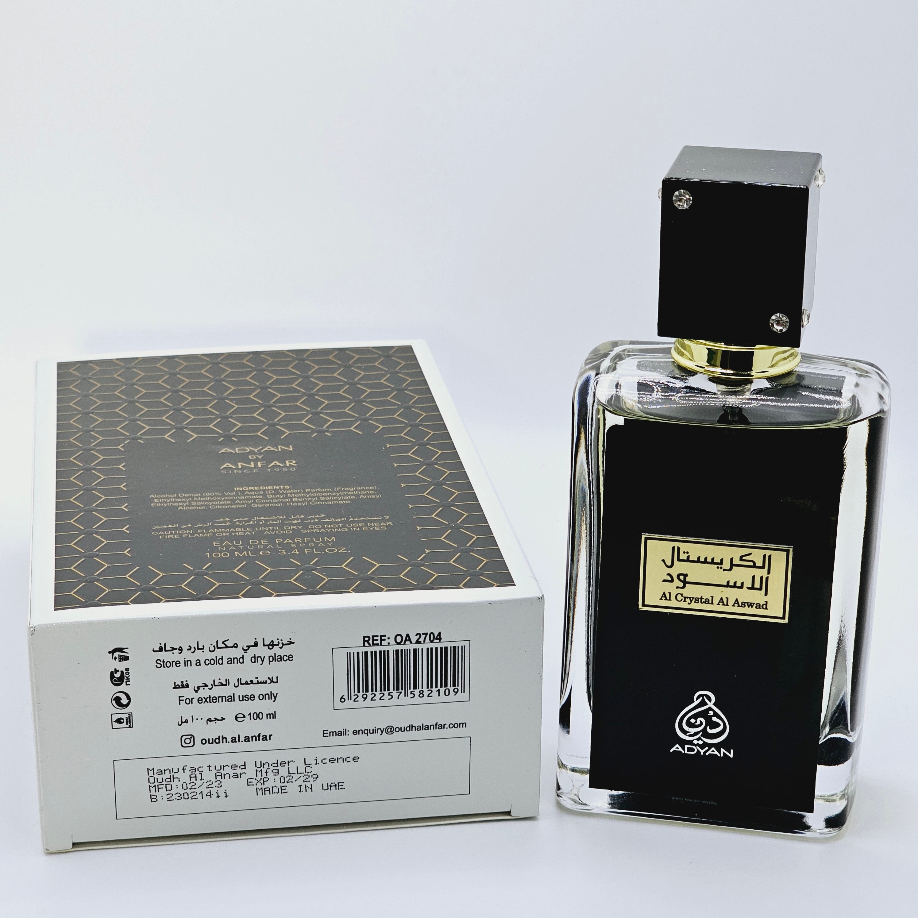 Al Crystal al Aswad Eau De Parfum By Adyan 100ml/3.4oz For Men A Luxurious Fragrance Experience