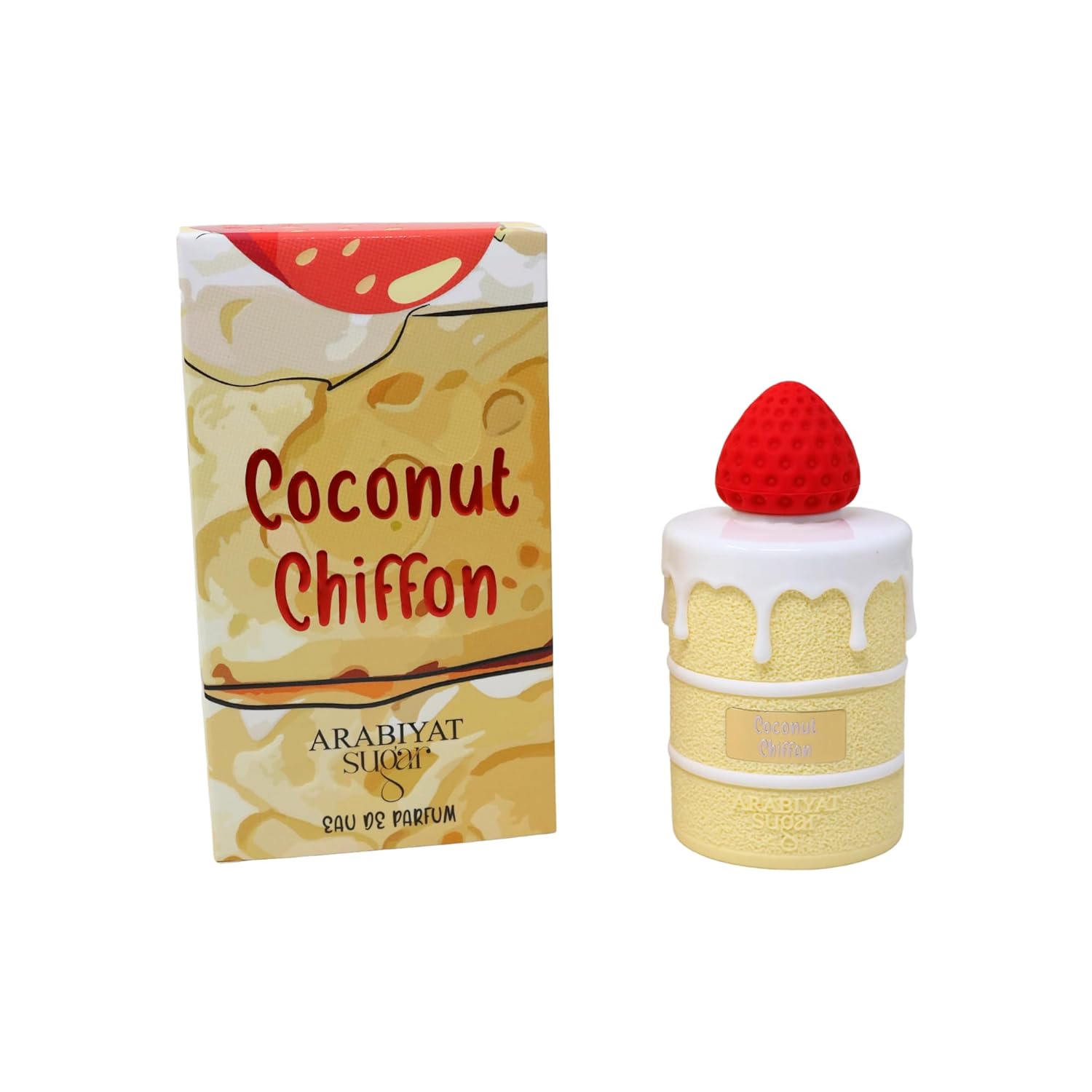 Coconut Chiffon perfume bottle and packaging on a white background