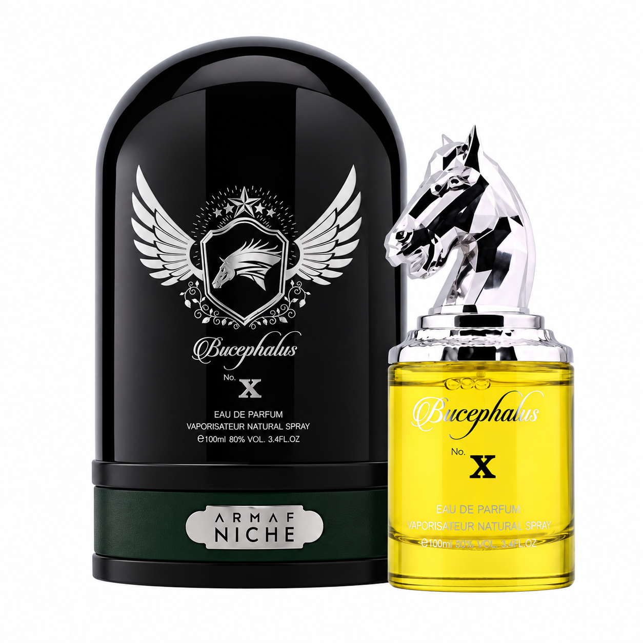 Armaf Bucephalus No. X opens with Bergamot, Grapefruit, Black Pepper, reveals Leather, Oud, Geranium at the heart, and settles into Sandalwood, Vetiver, Amber, Musk in the base. Its fruity, woody, amber profile creates an elegant, versatile presence ideal for everyday wear, dates, dinners, and special occasions.