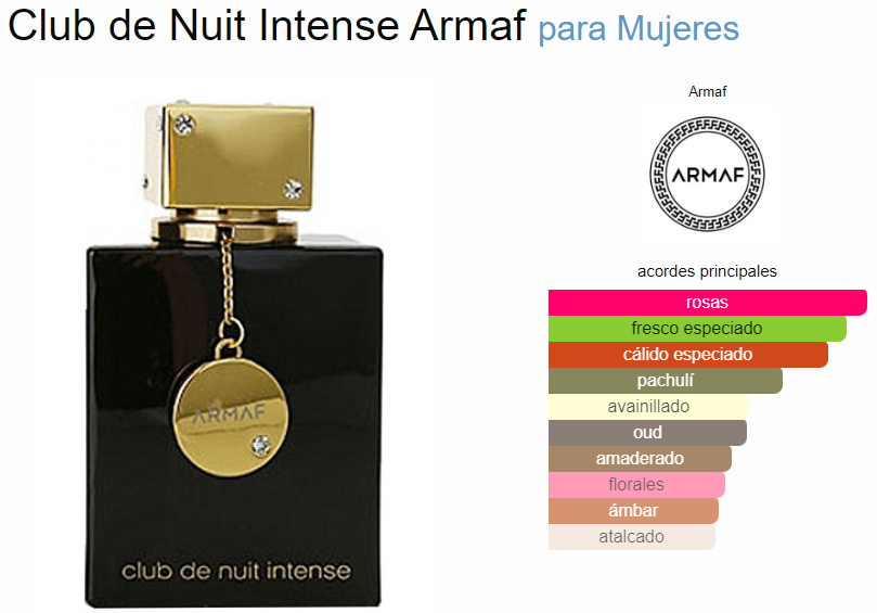 Armaf Club De Nuit Intense presents an elegant, enveloping floral, aromatic profile. Its composition is designed for women and offers a versatile fragrance experience ideal for everyday wear, dates, dinners, and special occasions.