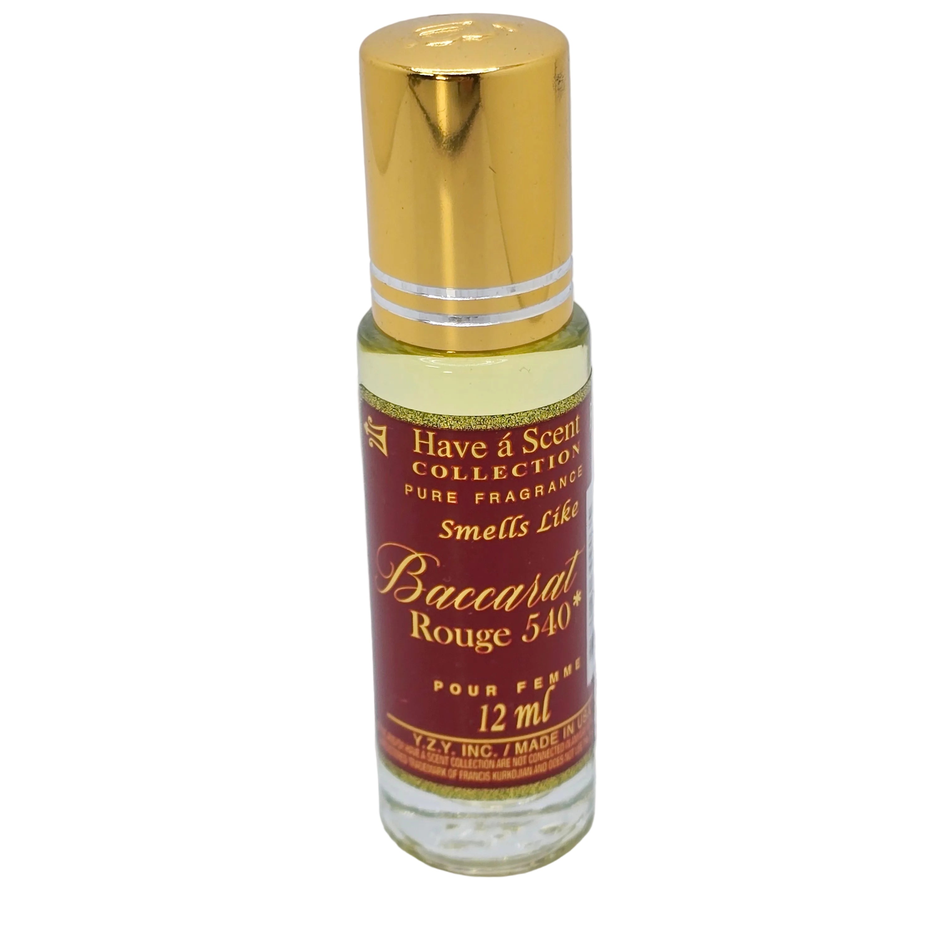 Baccarat Rouge 540 inspired 12ml roll-on body oil. Long-lasting pure fragrance oil with easy roll-on applicator. Perfect for on-the-go application.