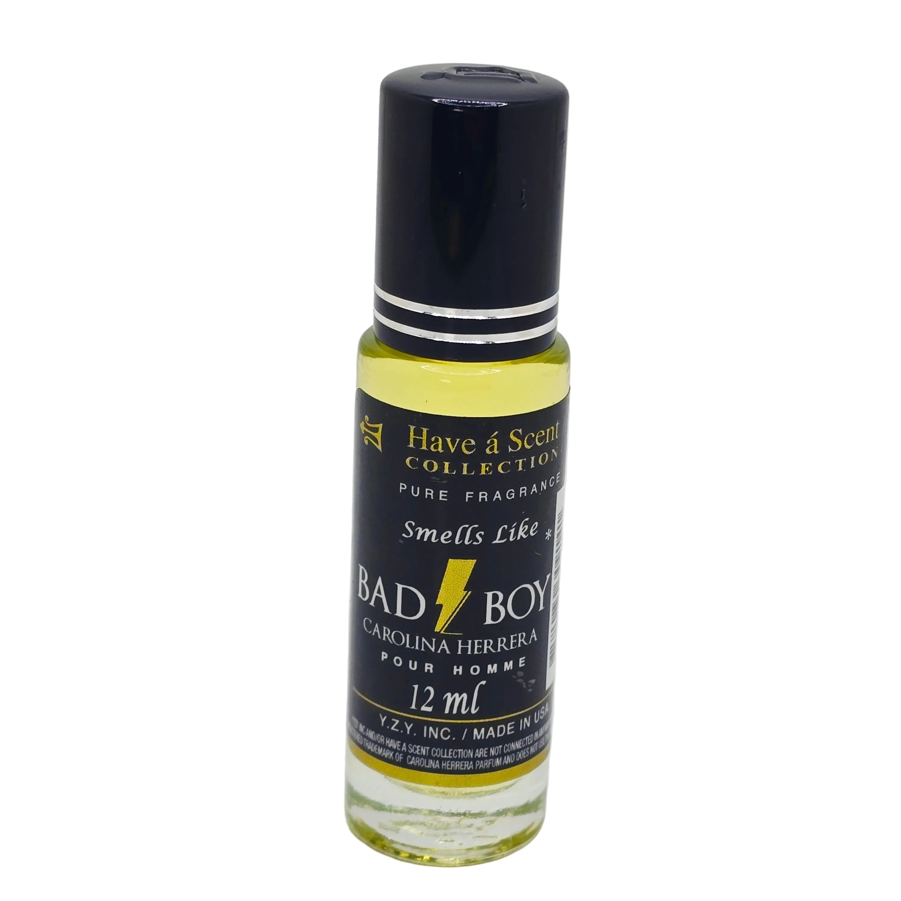 Bad Boy CH inspired 12ml roll-on body oil. Long-lasting pure fragrance oil with easy roll-on applicator. Perfect for on-the-go application.