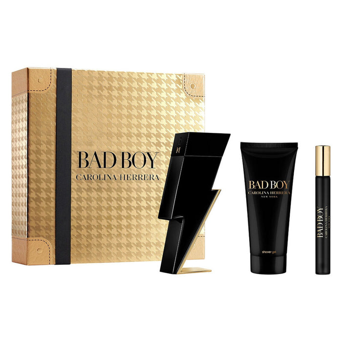 Carolina Herrera Bad Boy 3-Piece EDT 3.4 Oz + 3.4 S/G +EDT 0.34 oz. Men
