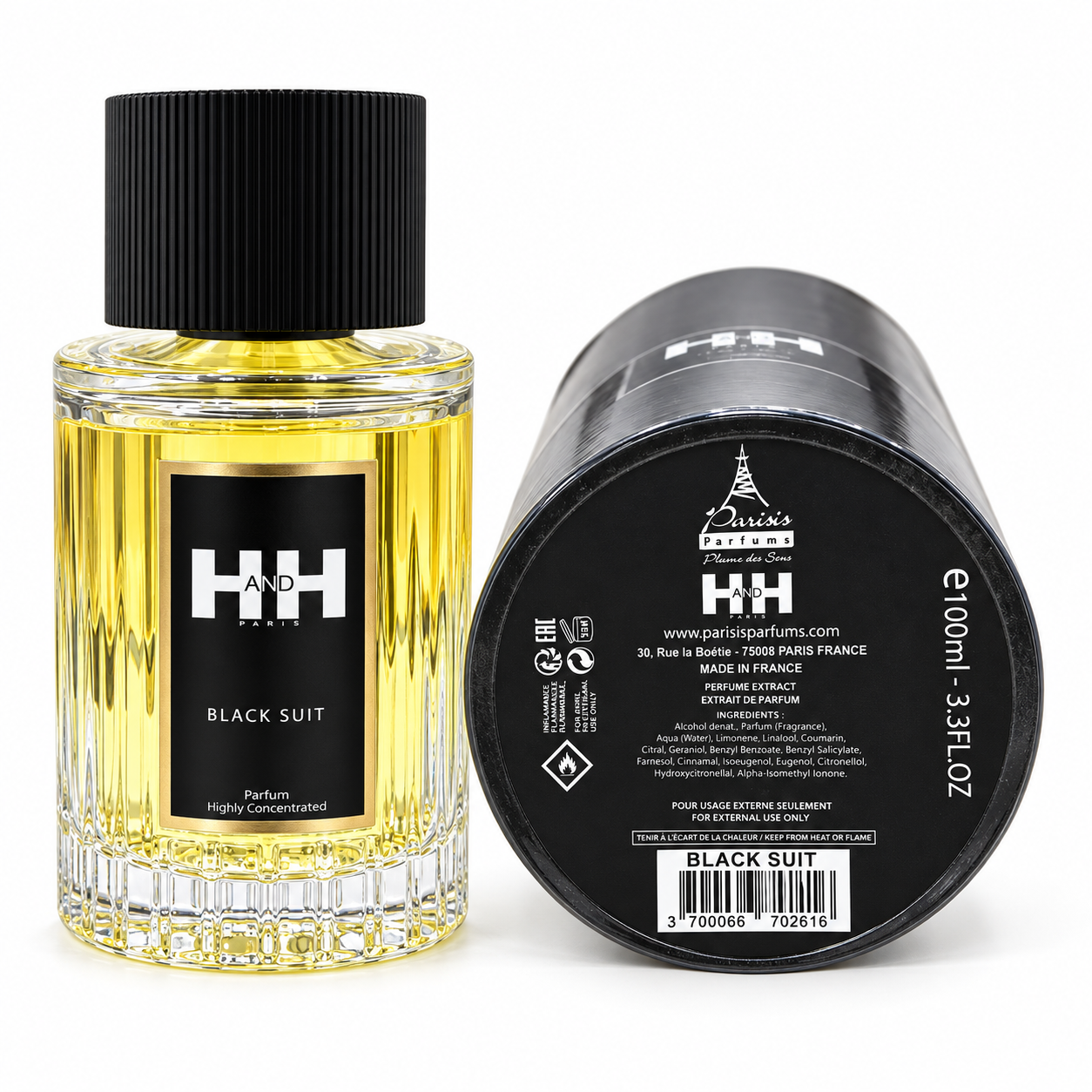 H and H Paris Black Suit Extrait de Parfum for Men 3.3 oz / 100ml
