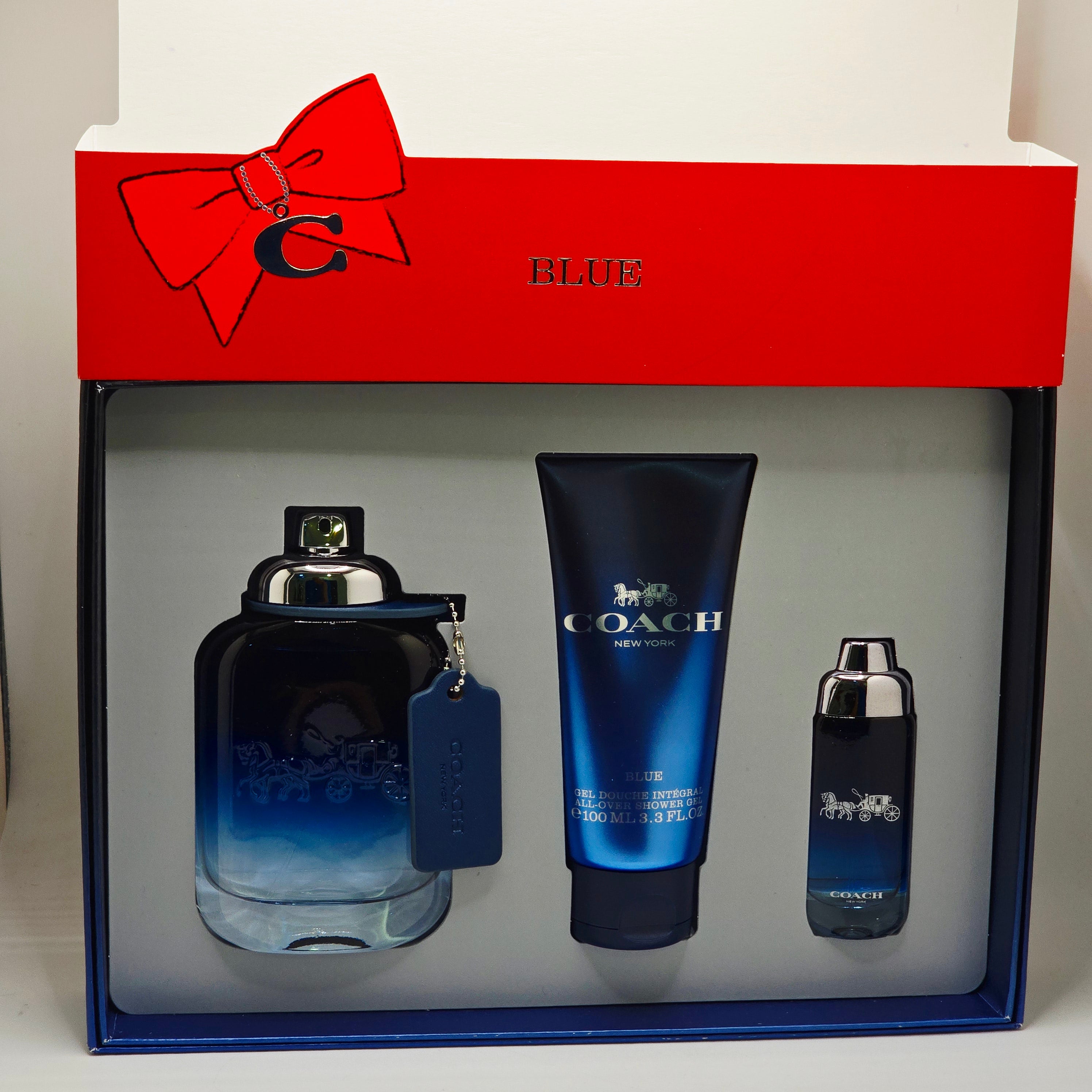 Coach Blue Gift Set for Men – EDT 3.3 oz + Shower Gel + Mini