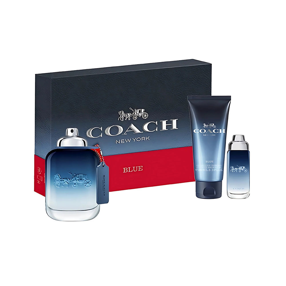 Coach Blue Gift Set for Men – EDT 3.3 oz + Shower Gel + Mini