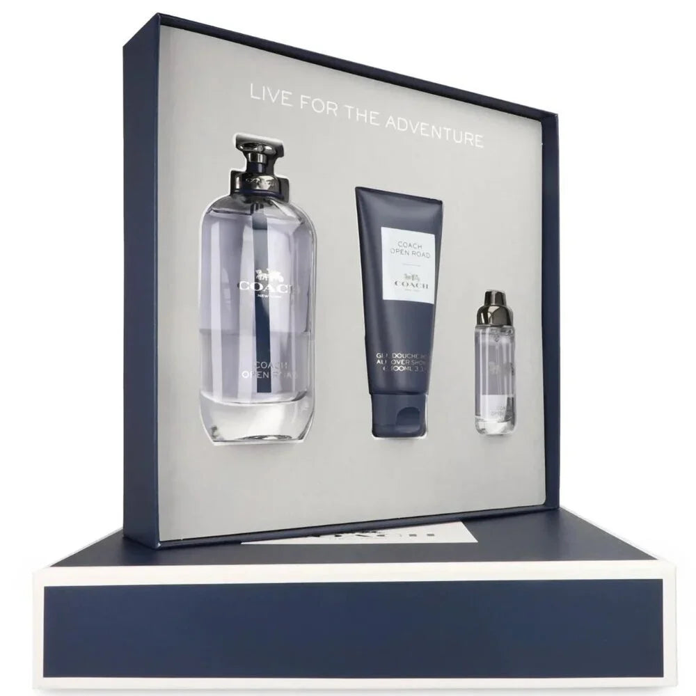 Coach Open Road Gift Set for Men – 3 oz EDT + Shower Gel + Travel