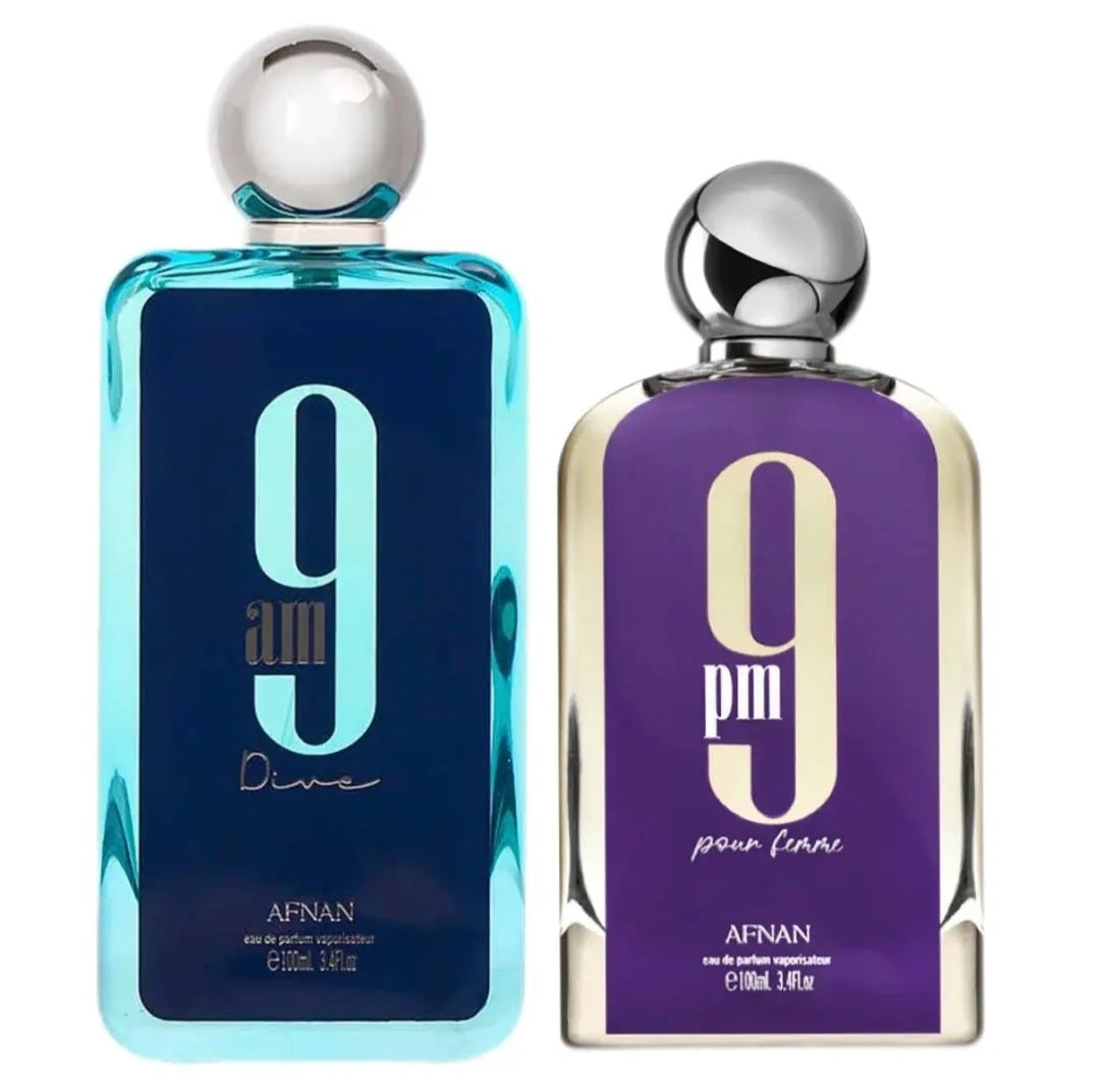 Mega Combo Afnan 9AM Dive 9AM Pour Femme 9PM Pour Femme 9AM 9PM Men Eau De Parfum 3.4oz/100ml