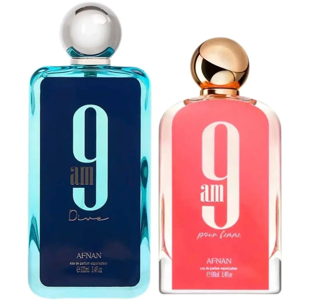Mega Combo Afnan 9AM Dive 9AM Pour Femme 9PM Pour Femme 9AM 9PM Men Eau De Parfum 3.4oz/100ml