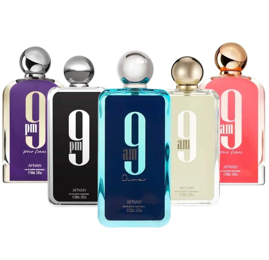 Mega Combo Afnan 9AM Dive 9AM Pour Femme 9PM Pour Femme 9AM 9PM Men Eau De Parfum 3.4oz/100ml