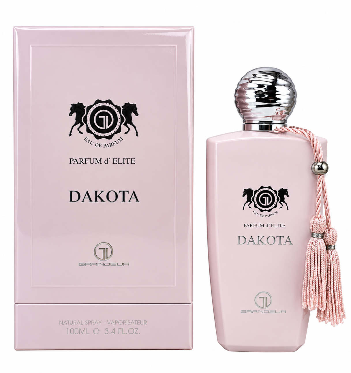 Grandeur Elite Dakota opens with Rhubarb, Lychee, Bergamot Essence, reveals Turkish Rose, Peony, Vanilla at the heart, and settles into Cashmeran, Musk, Vetiver in the base. Its floral, fruity, woody profile creates an elegant, versatile presence ideal for everyday wear, dates, dinners, and special occasions.