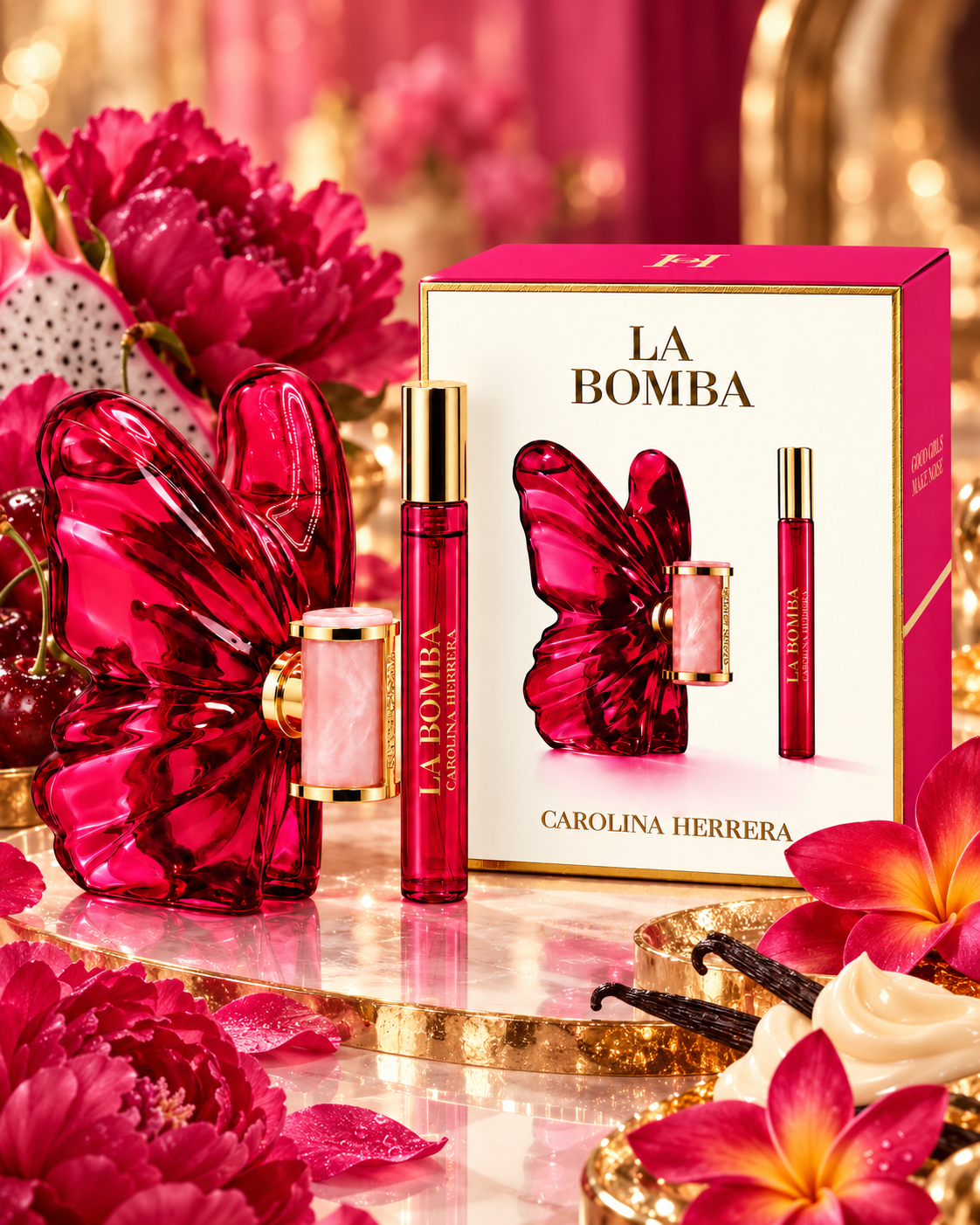 La Bomba by Carolina Herrera - 2-Piece Gift Set: 2.7 oz EDP Aerosol, 0.34 oz EDP Spray (Mini)