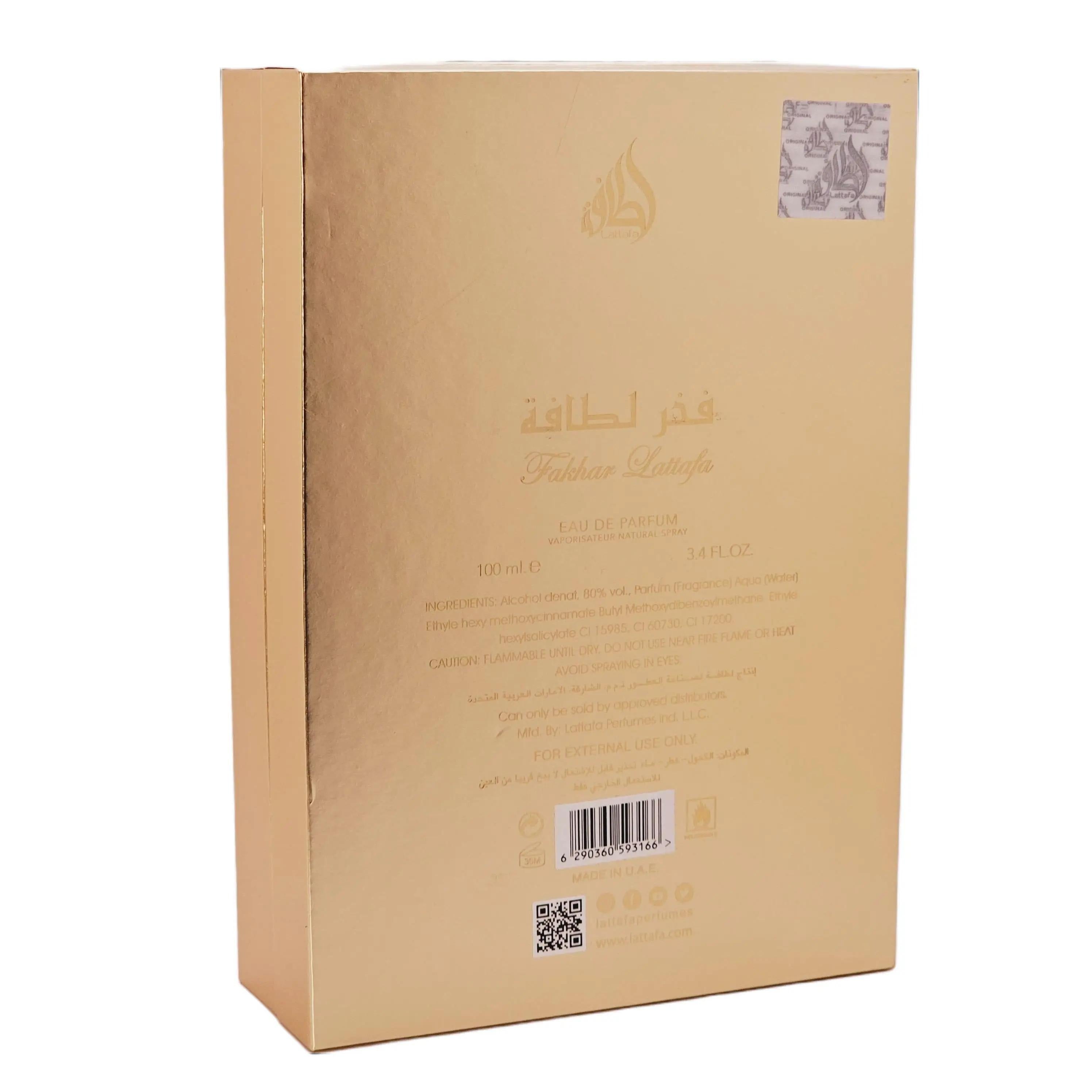 Lattafa Fakhar Gold Extrait presents an elegant, enveloping floral, fruity, amber profile. Its composition is designed for women and offers a versatile fragrance experience ideal for everyday wear, dates, dinners, and special occasions.
