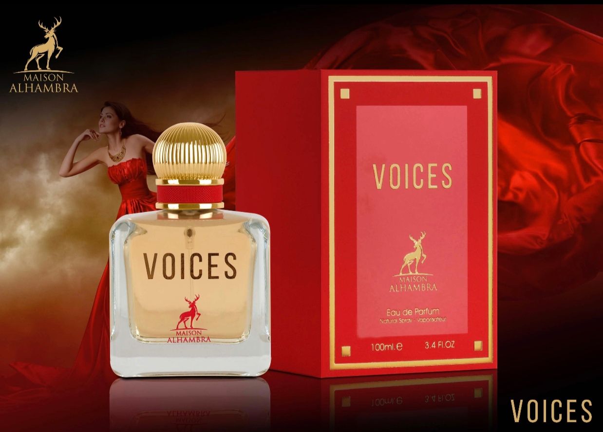Maison Alhambra Voices opens with Italian bergamot, mandarin and reveals orange blossom absolute, golden gardenia at the heart. Its floral, woody, vanilla profile creates an elegant, versatile presence ideal for everyday wear, dates, dinners, and special occasions.
