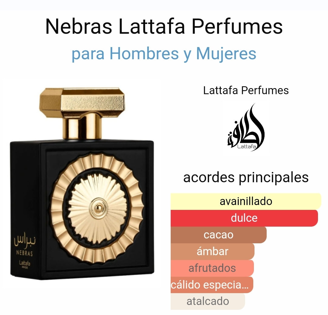 NEBRAS Lattafa Perfumes Eau De Parfum Unisex 3.4oz/100ml Fragancia Cautivadora para Todos