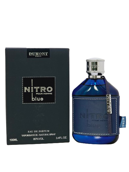 Nitro Blue Eau De Parfum By Dumont For Men 3.4 Oz Sweet Amber Aromatic Balsamic Citrus Woody