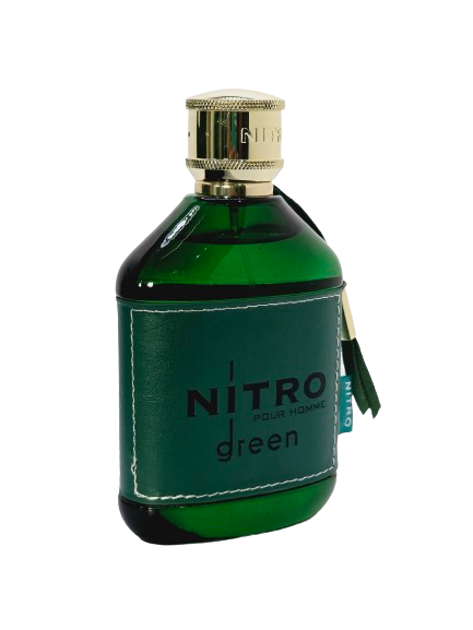 Travel Sample Tester 5ML Nitro Green Eau De Parfum By Dumont For Men Amber Woody Warm Spicy Powdery Vanilla Fresh Leather Lavender