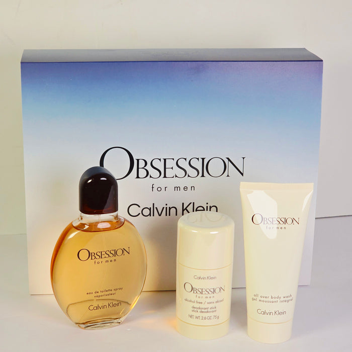 Obsession by Calvin Klein 3pc Gift Set 4.2 oz Body Wash Gel Deodorant Stick Men