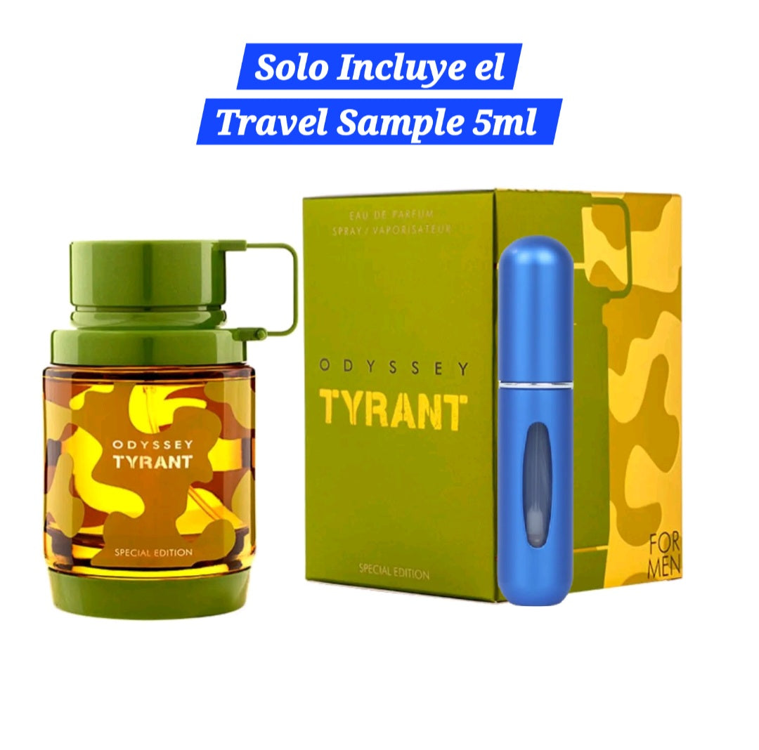Bold, powerful, and unapologetically masculine — Odyssey Tyrant by Armaf is a fragrance built for those who command attention. This oriental woody scent opens with a fierce burst of spices and citrus, evolving into a deep, smoky heart before settling into a rich, long-lasting base that lingers on the skin for hours. Try it in our convenient 5ml travel spray before committing to a full bottle.