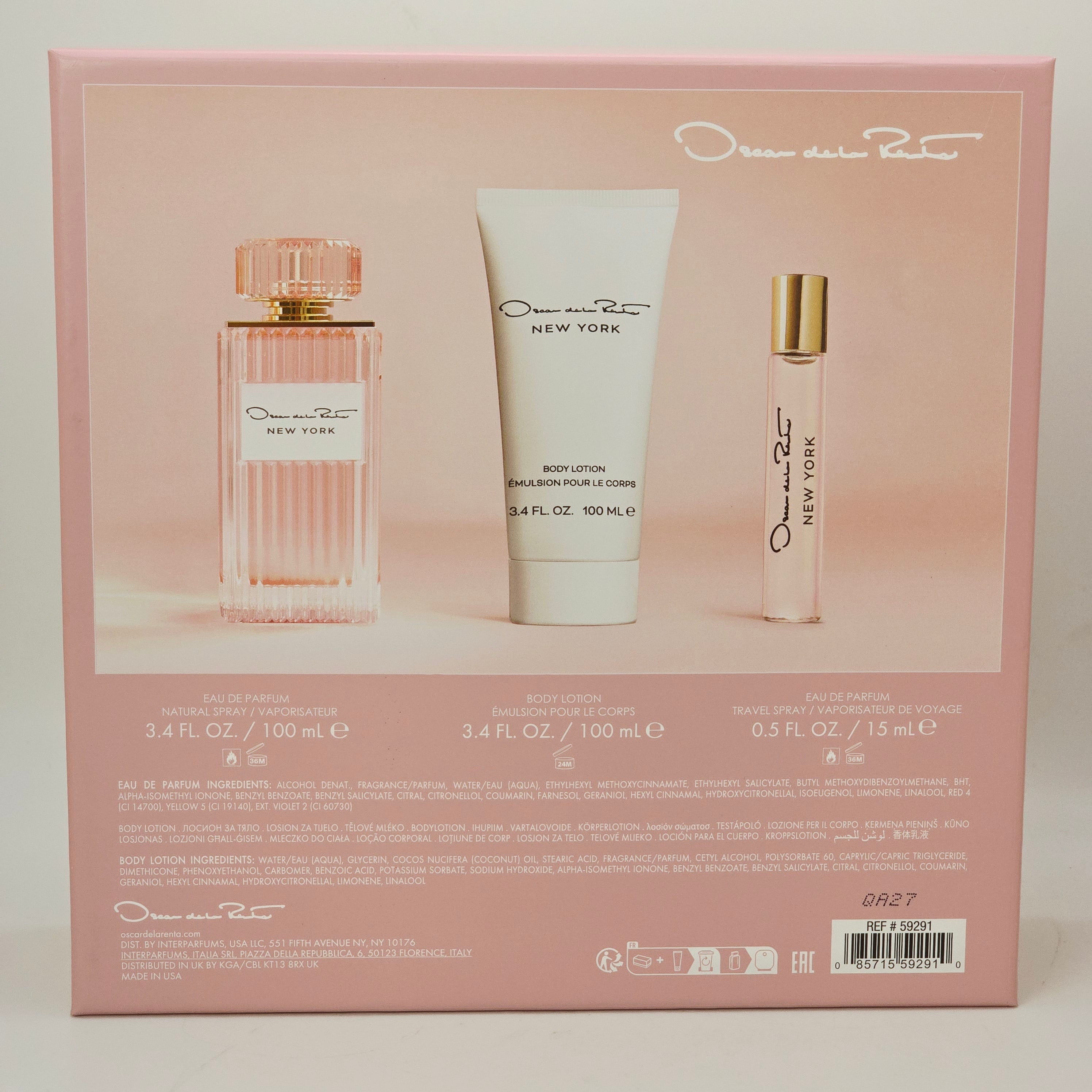 Oscar de la Renta New York 3-Piece Gift Set | EDP 3.4 oz + Travel Spray 0.5 oz + Body Lotion 3.4 oz