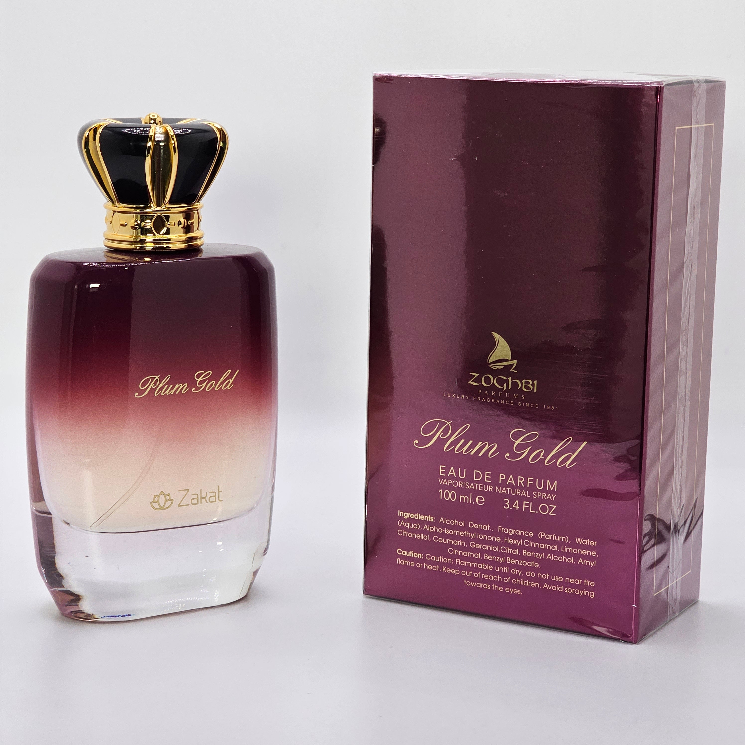 Perfume Plum Gold Eau De Parfum de Zakat para mujer, 3.4 oz/100 ml, increíble fragancia de nicho rica