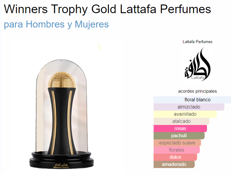 Winners Trophy Gold By Lattafa Pride Eau De Parfum Spray 3.4 oz Floral Unisex
