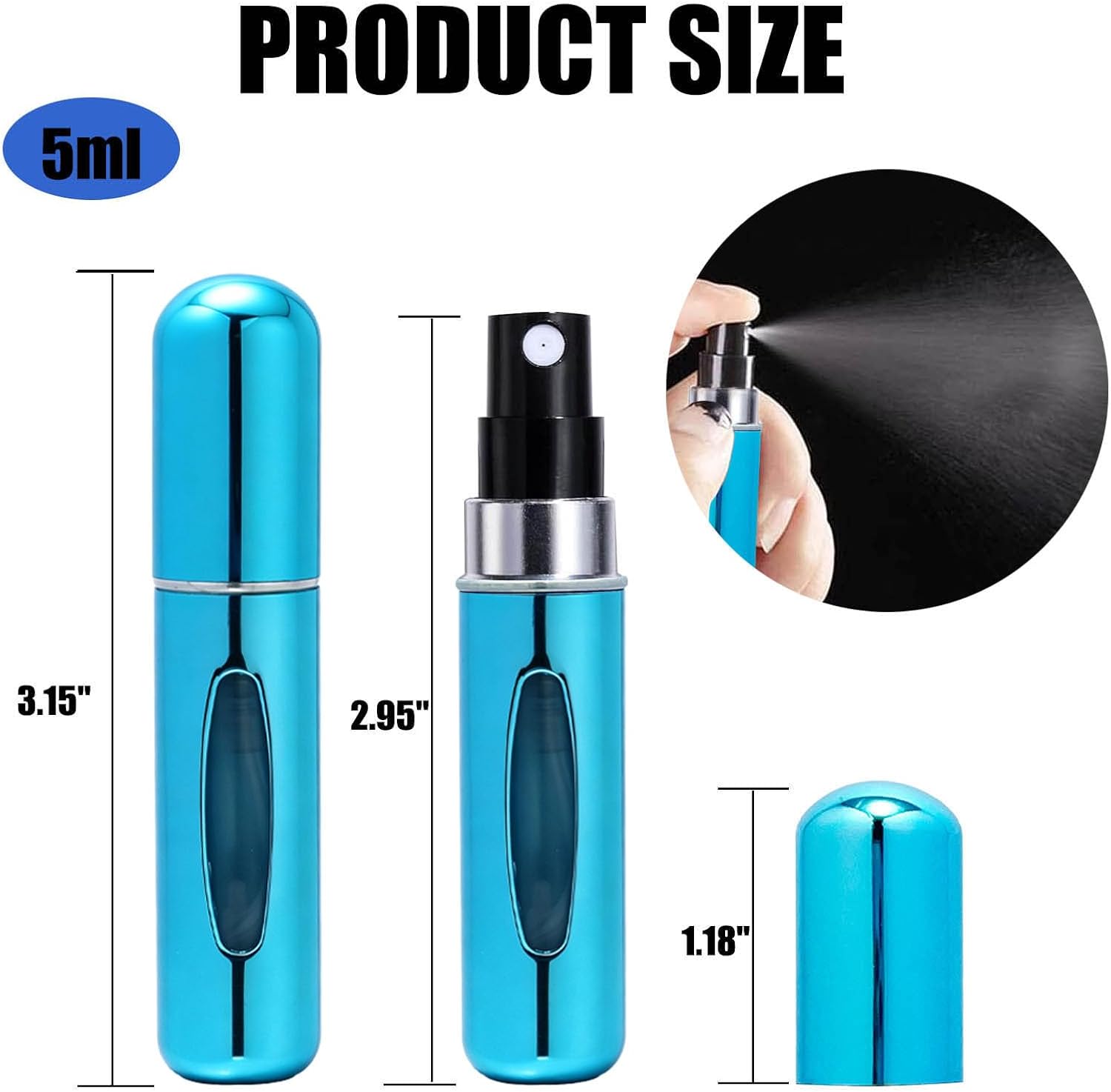 Travel Refillable Perfume Atomizer Bottle 5ml | Mini Portable Spray