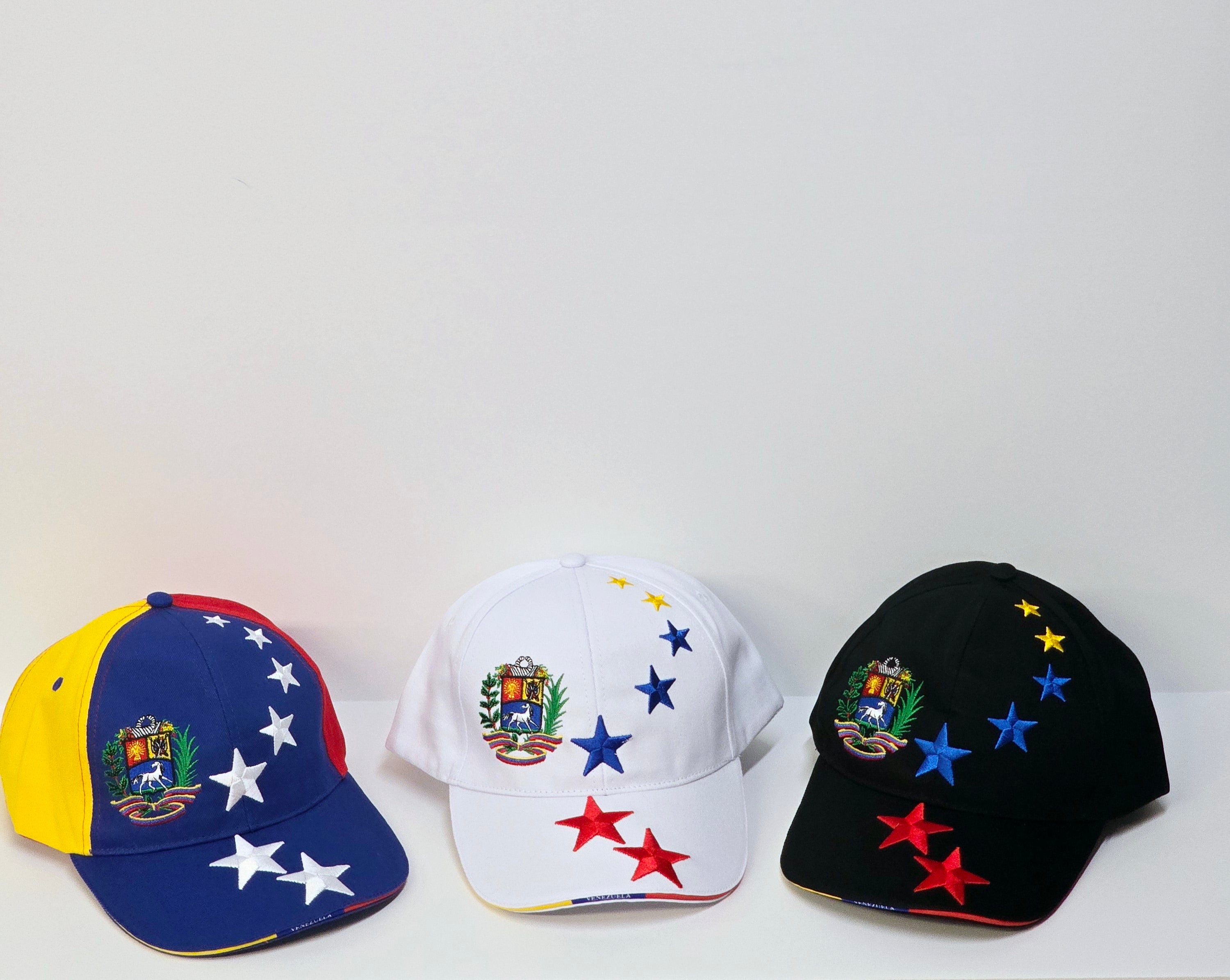 Venezuelan Caps 7 Stars Adjustable Black White Multicolor Gorras