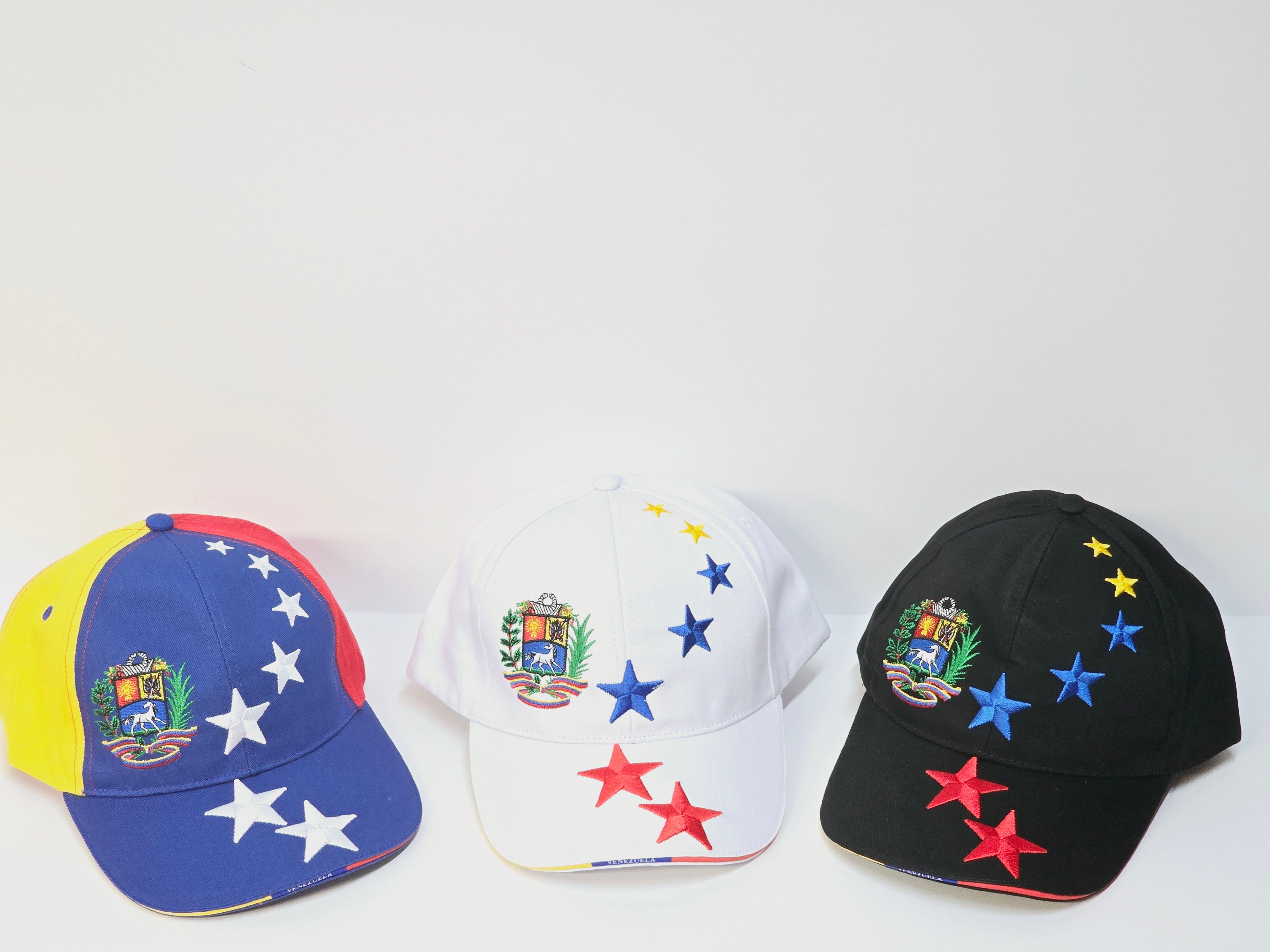 Venezuelan Caps 7 Stars Adjustable Black White Multicolor Gorras