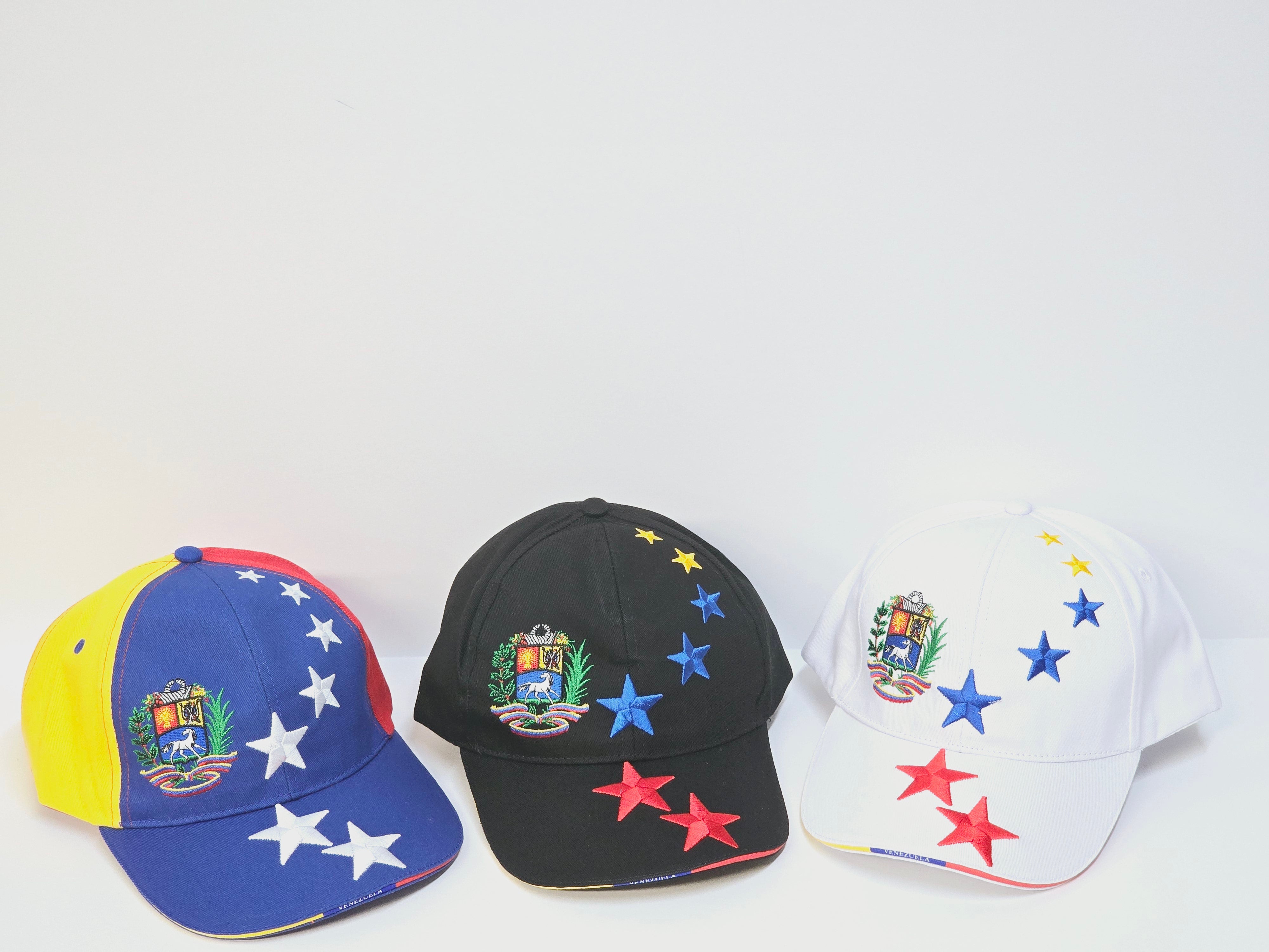 Venezuelan Caps 7 Stars Adjustable Black White Multicolor Gorras