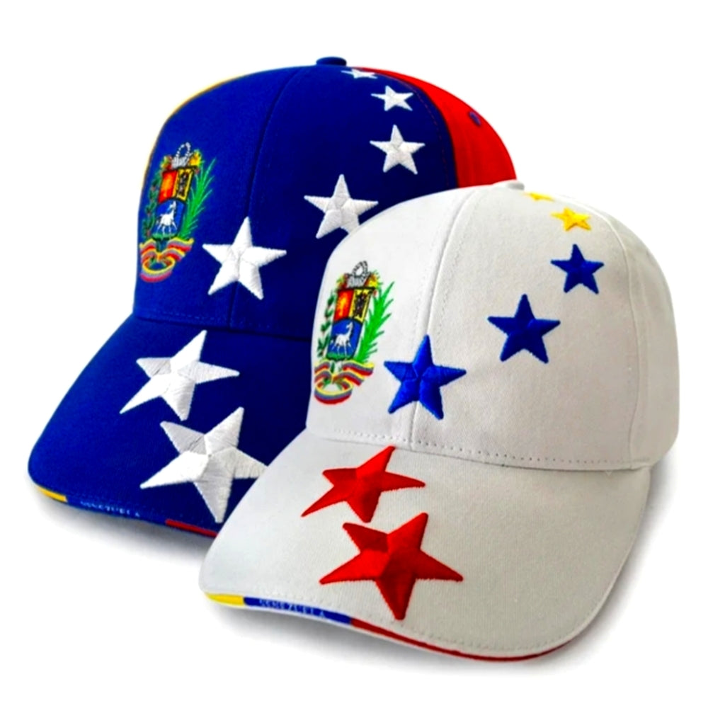 Venezuelan Caps 7 Stars Adjustable Black White Multicolor Gorras