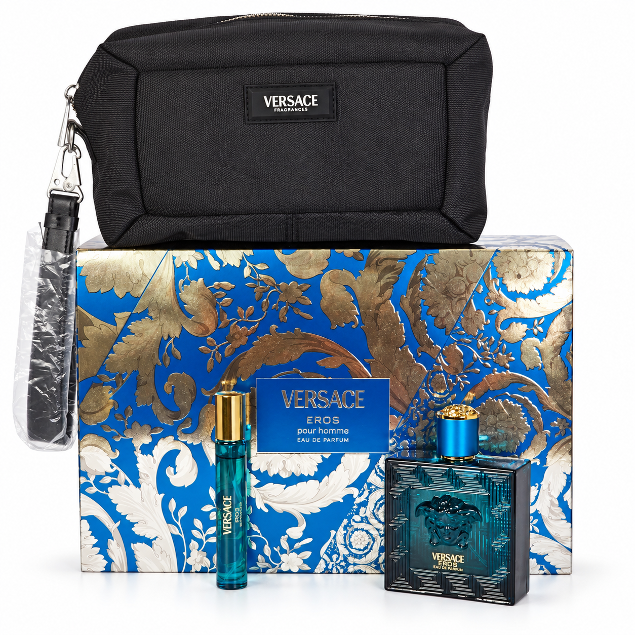 Versace Eros 3-Pc presents an elegant, enveloping woody, citrus, fresh profile. Its composition is designed for men and offers a versatile fragrance experience ideal for everyday wear, dates, dinners, and special occasions.