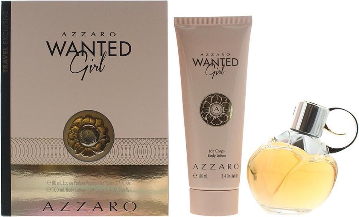 Azzaro Wanted Girl For Women set Eau De Parfum 2.7oz & Body Lotion 3.4oz